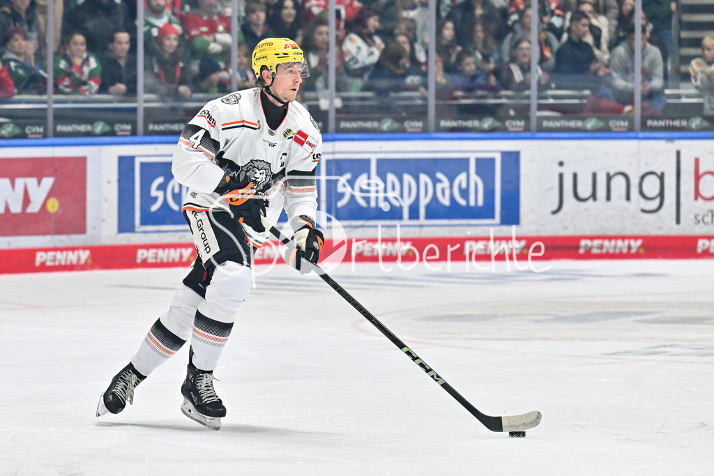 Augsburger Panther - Löwen Frankfurt | im Bild Reid McNEILL (Löwen Frankfurt #4) / Freisteller / Einzelfoto / DEL: Augsburger Panther - Löwen Frankfurt, Curt Frenzel Stadiom am 11.10.2024