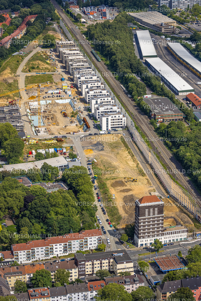 Dortmund230700144 | Luftbild, Baustelle Kronprinzenviertel für Neubau von Wohnungen, Am Wasserturm Südbahnhof, Kaiserbrunnen, Westfalendamm, Dortmund, Ruhrgebiet, Nordrhein-Westfalen, Deutschland
