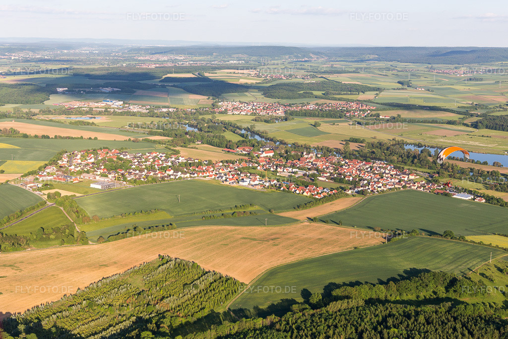 Luftbild: Fluß- Uferbereichen in Obertheres im Ortsteil Obertheres in Theres im Bundesland Bayern in Deutschland. Foto: IMG_100066.jpg vom 26.05.2017 durch Werner Riehm/FLY-FOTO.de