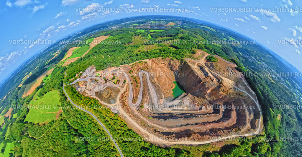 Arnsberg250808576SteinbruchEbel_Herdringen1 | Luftbild, Steinbruch Ebel Werk Effenberg, Herdringen, Erdkugel, Fisheye Aufnahme, Fischaugen Aufnahme, 360 Grad Aufnahme, tiny world, little planet, fisheye Bild, Hachen, Sundern, Sauerland, Nordrhein-Westfalen, Deutschland