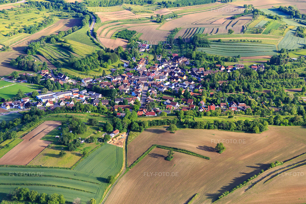 Luftbild: Dorfansicht aus Norden im Ortsteil Wallburg in Ettenheim im Bundesland Baden-Württemberg in Deutschland. Foto: IMG_147224.jpg vom 29.05.2025 durch Werner Riehm/FLY-FOTO.de