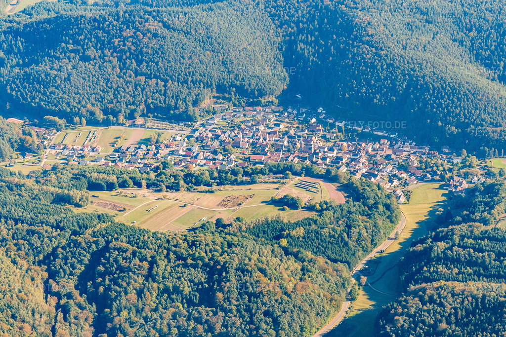 Luftbild: Ortsansicht von Nordwesten in Vorderweidenthal im Bundesland Rheinland-Pfalz in Deutschland. Foto: IMG_095247.jpg vom 16.10.2016 durch Werner Riehm/FLY-FOTO.de