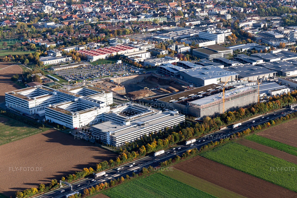 Luftbild: Industrie- und Gewerbegebiet mit Thales Deutschland, Trumpf- Laser und Systemtechnik in Ditzingen im Bundesland Baden-Württemberg in Deutschland. Foto: IMG_119188.jpg vom 14.10.2019 durch Werner Riehm/FLY-FOTO.de