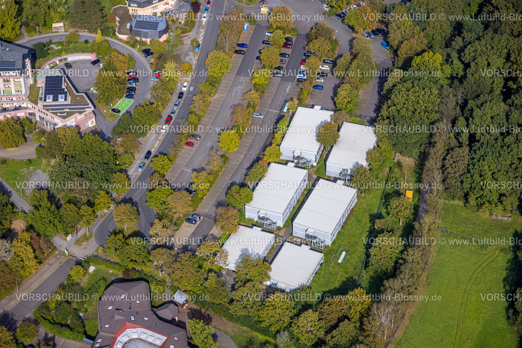 Dortmund231000322 | Luftbild, Odachlosen-Unterkünfte an der Mergelteichstraße, Rombergpark-Lücklemberg, Dortmund, Ruhrgebiet, Nordrhein-Westfalen, Deutschland