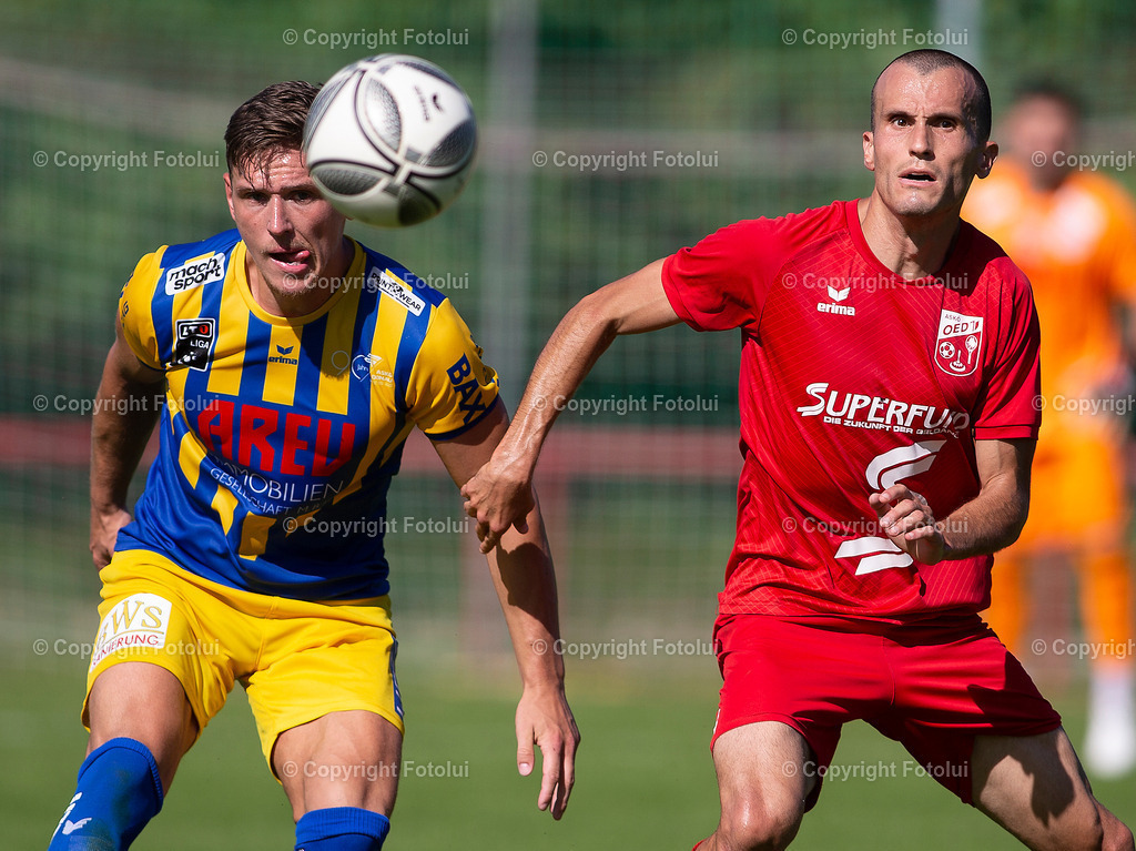 A_LUI120823_27 | SPORT,FUSSBALL,LL. OST ASKOE OEDT 1B-ASKOE DONAU LINZ 12.08.2023 IM BILD: RUMEN KEREKOV (OEDT 1B) UND AID VOJIC (DONAU LINZ) FOTO:FOTOLUI