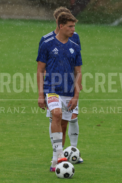 Friendly Match: SC Weiz vs TSV Hartberg in Weiz | Weiz, AUSTRIA, 01.JUL.26 - SOCCER - ADMIRAL Bundesliga, SC Weiz vs TSV Hartberg, test match. The image shows Marco Hoffmann (Hartberg) during warm up in heavy rain.