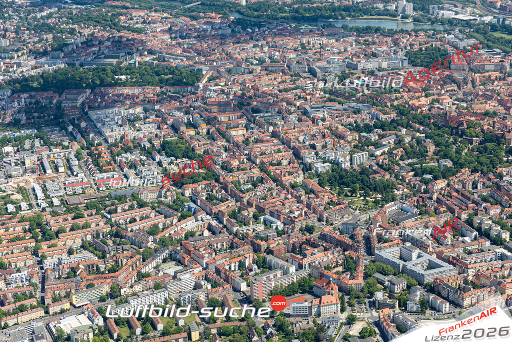 Aktuelles Luftbild von Uhlandstraße nuernberg - Die Luftaufnahme wurde 2020 mittels UL-Flugzeug erstellt ( keine Drohne ) - hochauflösende Kamera-Systeme von  Canon -Beste Qualität - Für grossformatige Ausdrucke geeignet. Die Geschenkidee !