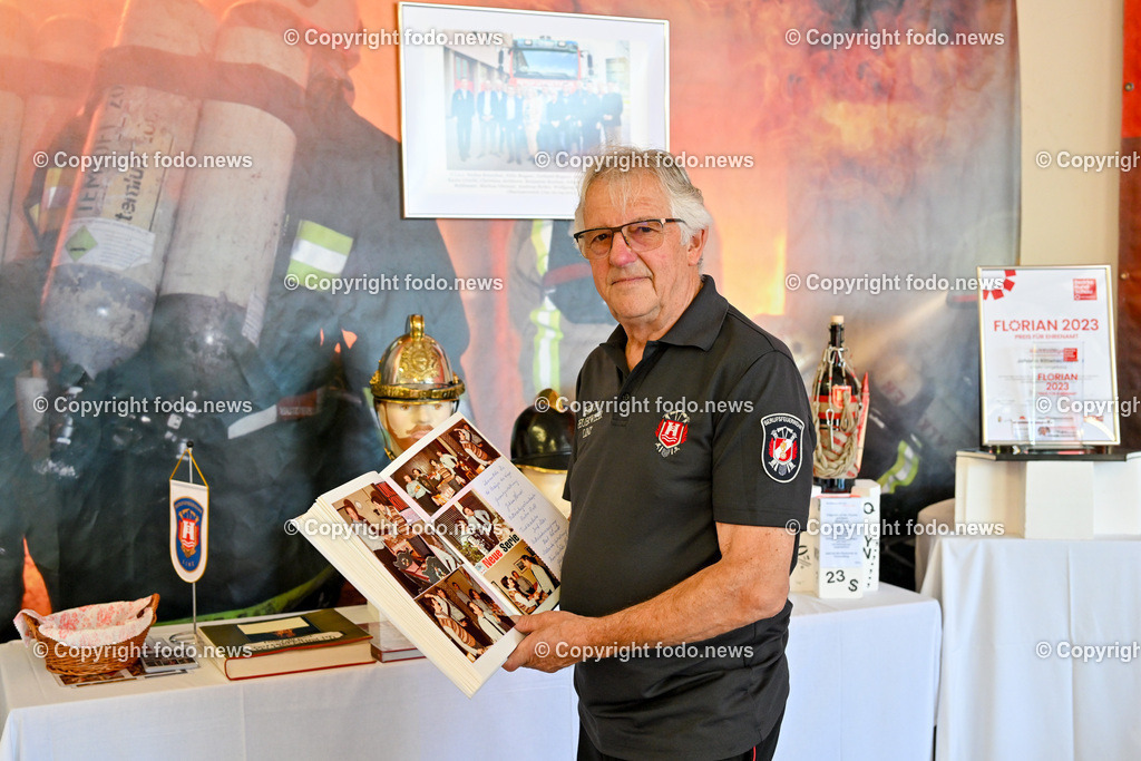 Berufsfeuerwehr Linz_ 26.06.2023-11 | 26.06.2023, Linz, AUT, Berufsfeuerwehr Linz, 90 Jahre Jubilaeum, im Bild Johann Rittenschober (BF Linz, Historiker, Oberloeschmeister a.D.)
