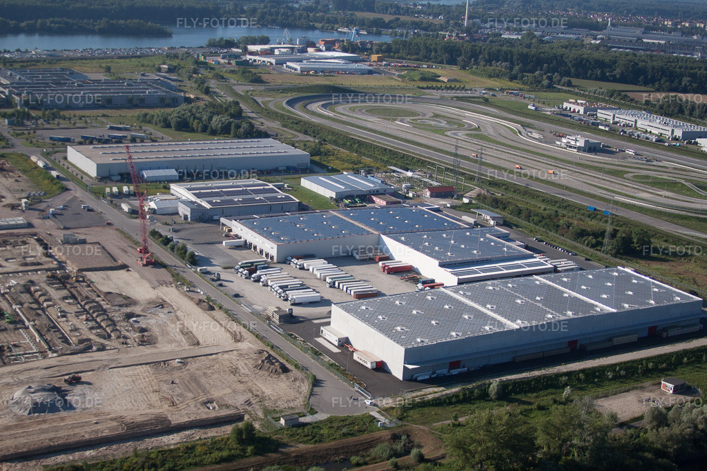 Luftbild: Wörth am Rhein, Industriegebiet Oberwald in Wörth am Rhein im Bundesland Rheinland-Pfalz in Deutschland. Foto: IMG_51695.jpg vom 11.08.2012 durch Werner Riehm/FLY-FOTO.de