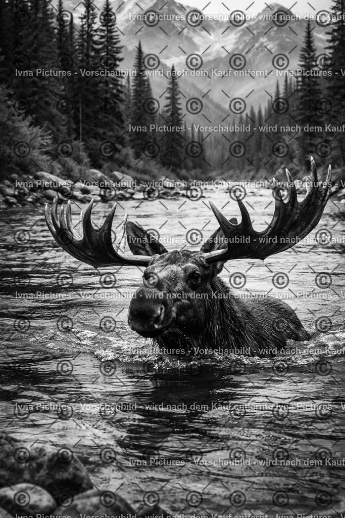 Elch im Fluss | Ivna Pictures - Realisiert mit Pictrs.com