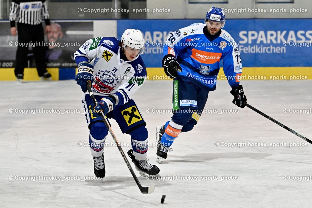 ESC Sparkasse STEINDORF vs. UECR Huben | #71 Sinegubovs Antons UECR EISBÄREN HUBEN, #79 Petrik Benjamin ESC Steindorf, ESC Sparkasse STEINDORF vs. UECR Huben, ESC Sparkasse STEINDORF vs. UECR Huben am 30.01.2026 in Steindorf (Ossiachersee Halle), Austria, (Photo by Bernd Stefan)