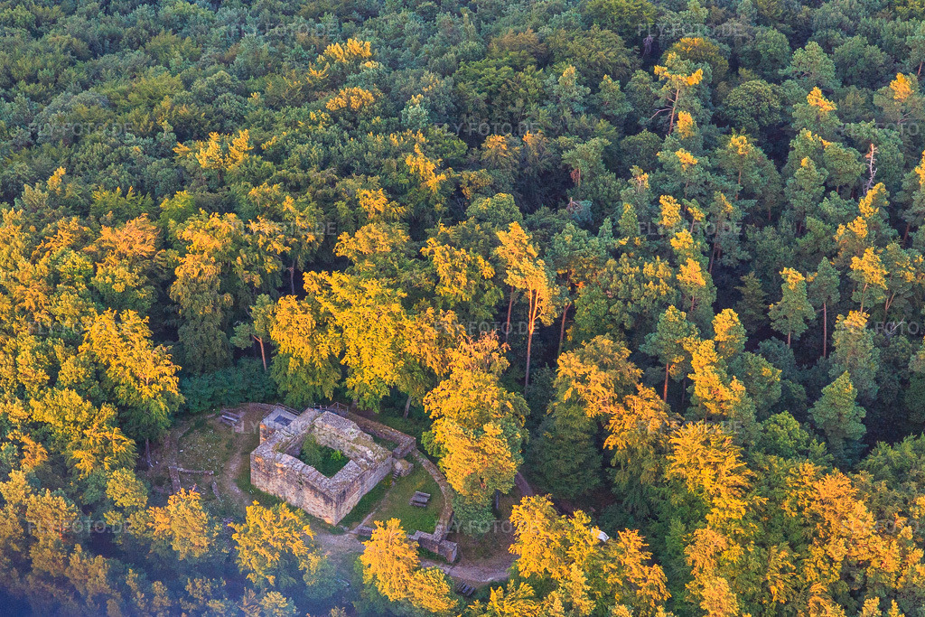 Luftbild: Ruine Waldschlössel in Klingenmünster im Bundesland Rheinland-Pfalz in Deutschland. Foto: IMG_109260.jpg vom 27.07.2018 durch Werner Riehm/FLY-FOTO.de