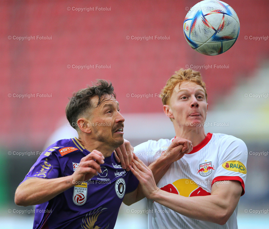 ALUI_02042023_03 | SPORT,FUSSBALL,ADMIRAL BUNDESLIGA AUSTRIA KLAGENFURT-RED BULL SALZBURG  02.04.2023 IM BILD:CHRISTOPHER WERNITZIG (KLAGENFURT) UND  NICOLAS SEIWALD  (RED BULL SALZBURG) FOTO:FOTOLUI/MW