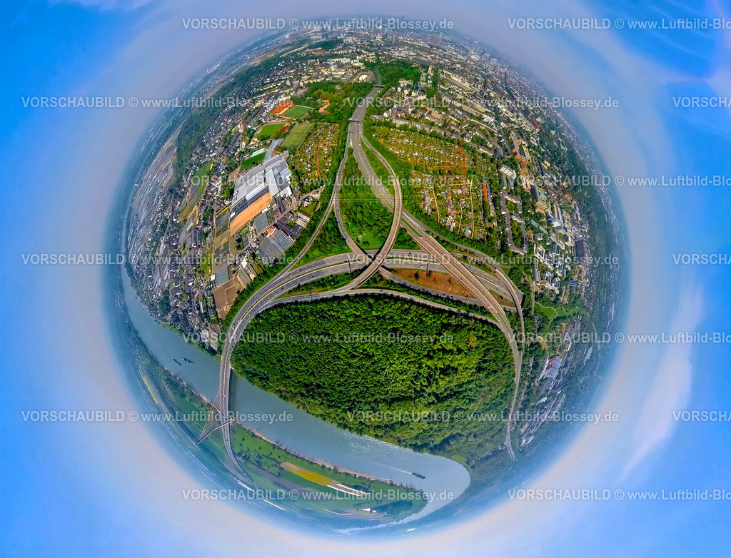 Duesseldorf240590094MuenchenerStrasse_Autobahn-A46-Knoten | Luftbild, Düsseldorf-Bilk Autobahn-Anschlussstelle der A46 mit der Münchener Straße am Fleher Wald und Fluss Rhein, Kleingartenverein KGV "Heinrich-Förster" e.V., Erdkugel, Fisheye Aufnahme, Fischaugen Aufnahme, 360 Grad Aufnahme, tiny world, little planet, fisheye Bild, Flehe, Düsseldorf, Nordrhein-Westfalen, Deutschland