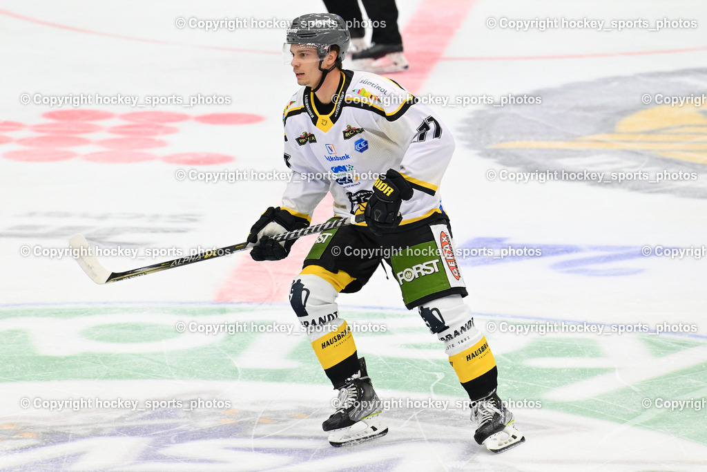 EC IDM Wärmepumpen VSV vs. HC Pustertal 8.10.2023 | #77 EGE Wyatt HC Pustertal, EC IDM Wärmepumpen VSV vs. HC Pustertal 8.10.2023, EC IDM Wärmepumpen VSV vs. HC Pustertal am 08.10.2023 in Villach (Stadthalle Villach), Austria, (Photo by Bernd Stefan)