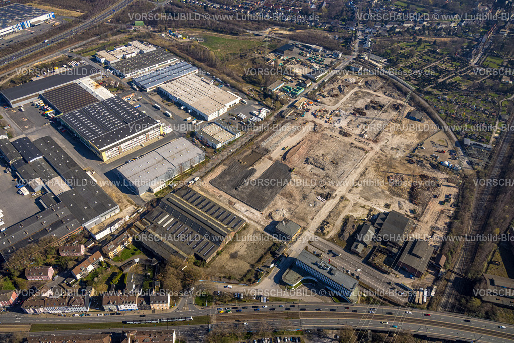 Gelsenkirchen240300723 | Luftbild, Schalker Meile Großbaustelle für geplanten Gewerbepark auf dem ehemaligen Thyssen Draht Gelände, Schalke-Nord, Gelsenkirchen, Ruhrgebiet, Nordrhein-Westfalen, Deutschland