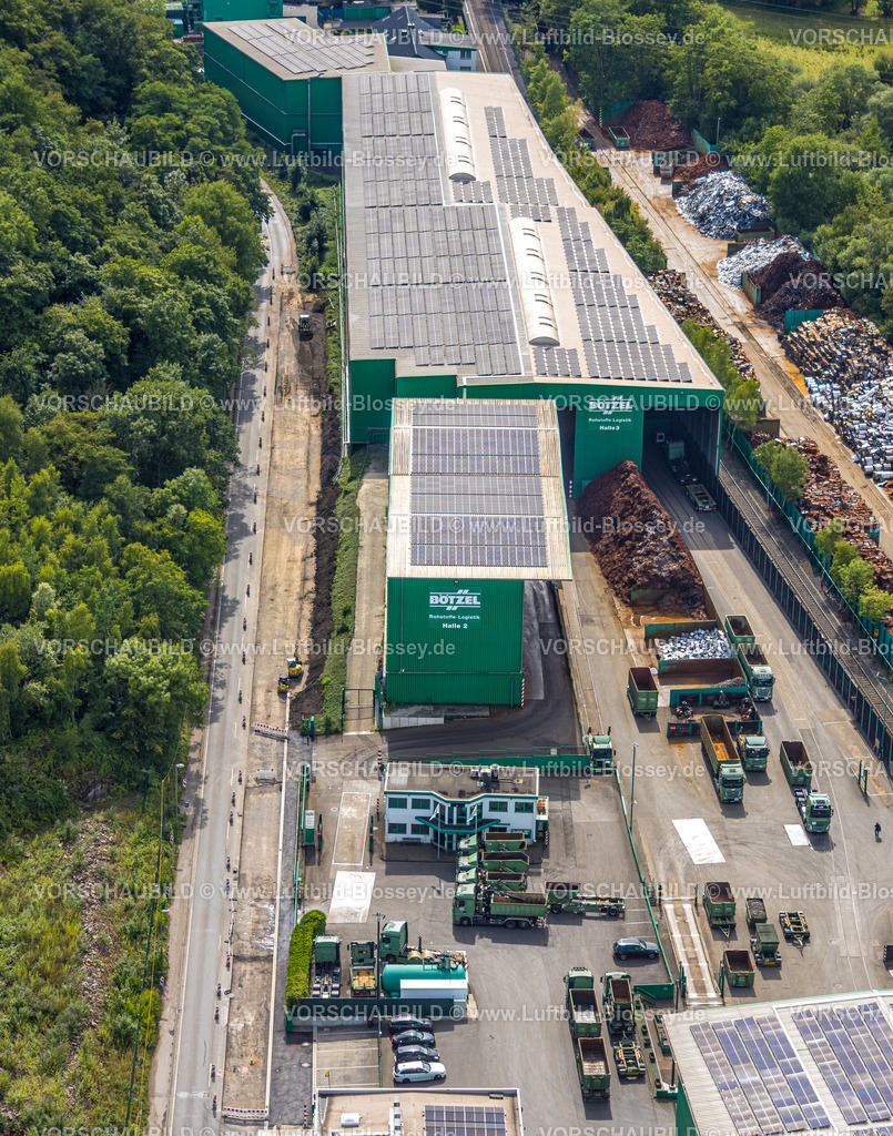 Witten250805018 | Luftbild, Bötzel Rohstoff Logistik Schrottgroßhandel, Schrottaufbereitungsstandort, Buchholz, Witten, Ruhrgebiet, Nordrhein-Westfalen, Deutschland