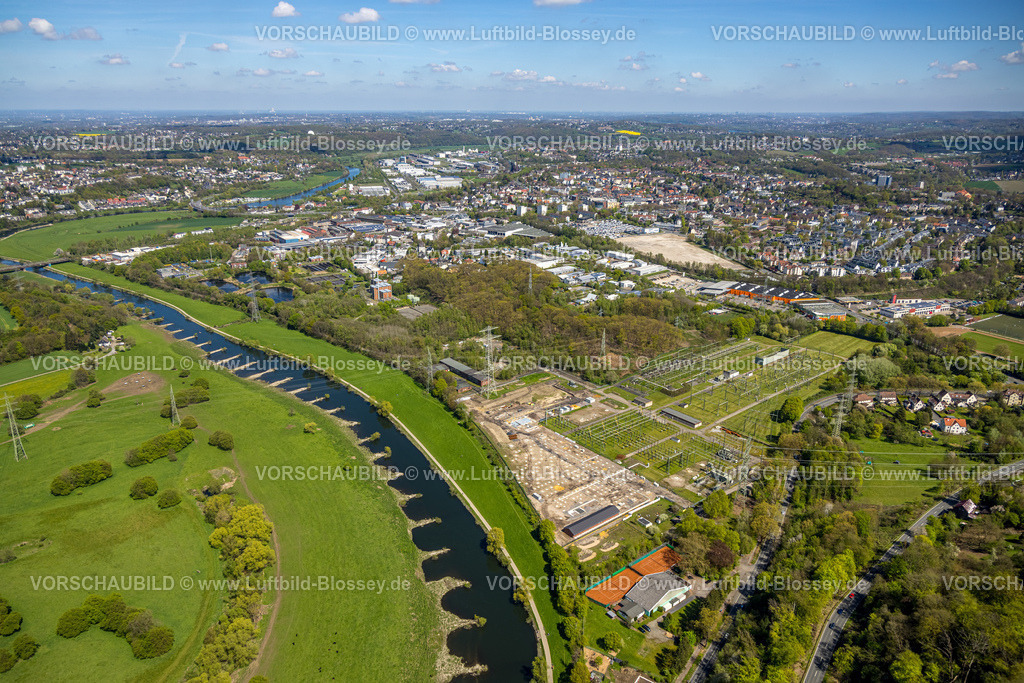 Hattingen230406768 | Luftbild, Umspannwerk Hattingen, Ortsansicht Hattingen und Fluss Ruhr, Winz, Hattingen, Ruhrgebiet, Nordrhein-Westfalen, Deutschland