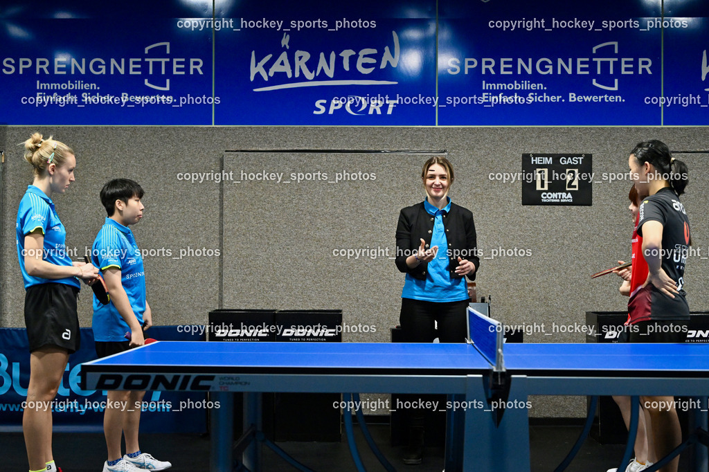 SCO Sprengnetter Bodensdorf vs. SU Sparkasse Kufstein  | Katarina Strazar, Yun-En Tsai, Anna Rasse Referee, Yui Harada, Chi-Shiuan Chen, SCO Sprengnetter Bodensdorf vs. SU Sparkasse Kufstein , SCO Sprengnetter Bodensdorf vs. SU Sparkasse Kufstein am 08.02.2026 in Bodensdorf (SCO Sportheim), Austria, (Photo by Bernd Stefan)