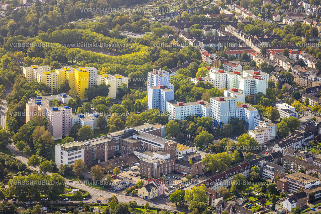 Dortmund231000236 | Luftbild, St.-Josefs-Hospital, Hochhaus-Wohnsiedlung Clarenberg, Benninghofen, Dortmund, Ruhrgebiet, Nordrhein-Westfalen, Deutschland