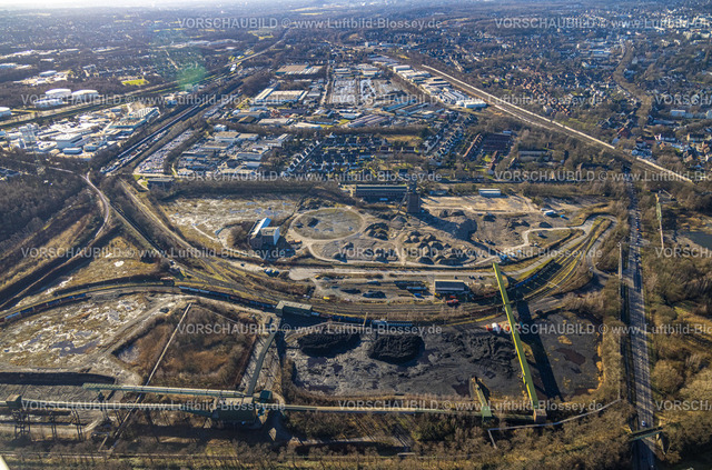 Bottrop240107260 | Luftbild, Zechengelände Prosper Haniel und Malakoffturm, Wohngebiet An der Knippenburg, hinten Gewerbegebiet Gohrweide und Baustelle mit Neubau Prologis Park Bottrop An der Knippenburg, Batenbrock-Süd, Bottrop, Ruhrgebiet, Nordrhein-Westfalen, Deutschland