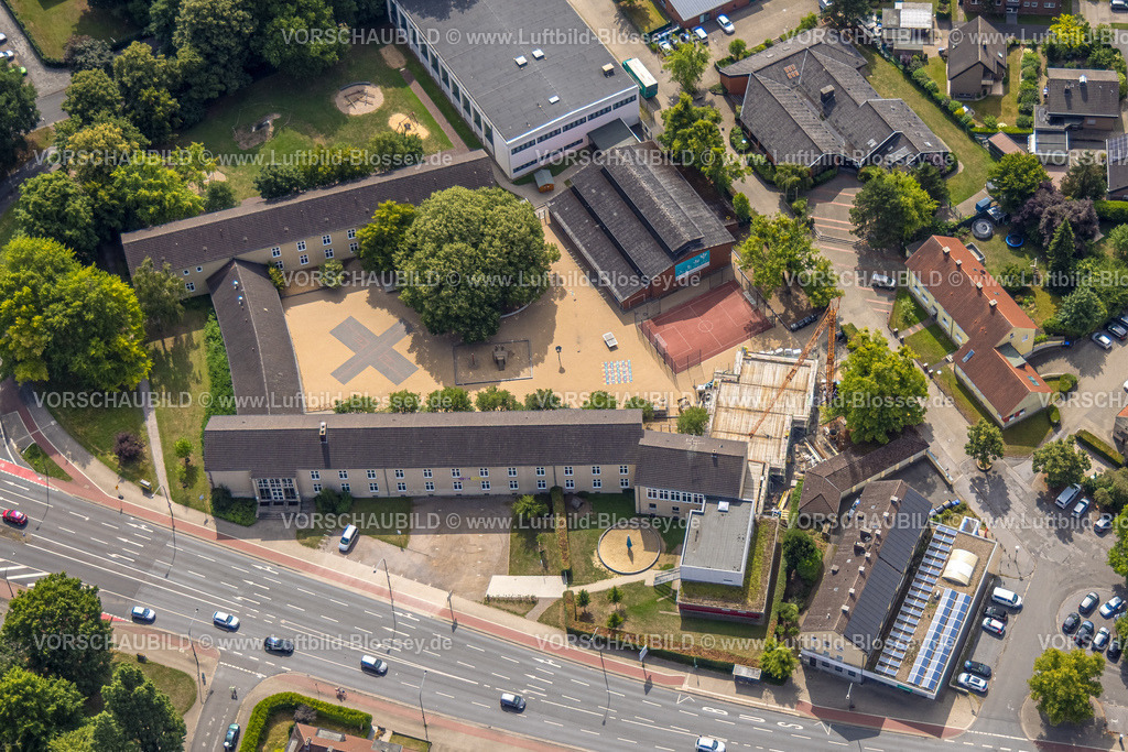 Hamm250700800Mitte | Luftbild, Bodelschwingh-Schule und Sporthalle Beisenkamp, grüne Bäume, Baustelle Erweiterungsbau, Mitte, Hamm, Ruhrgebiet, Nordrhein-Westfalen, Deutschland