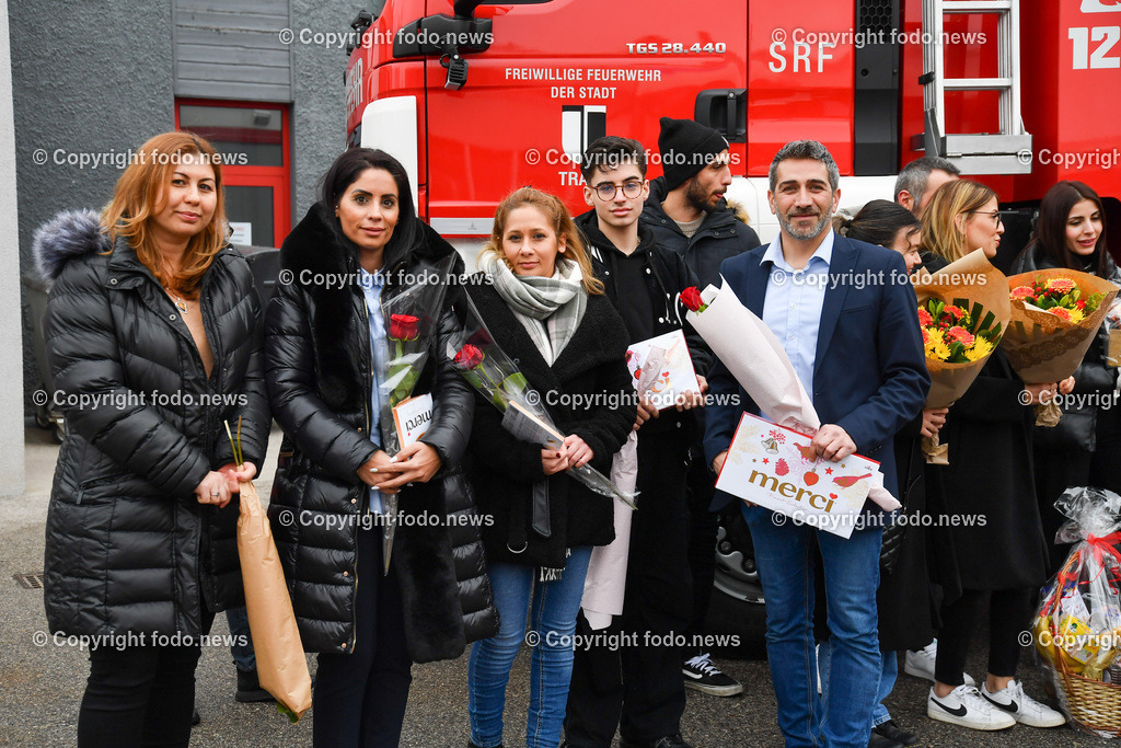 Feuerwehr Traun_ Empfang Rettungshunde Erdbebeneinsatz Türkei_ 17.02.2023-2 | 17.02.2023, Traun, AUT, Feuerwehr Traun, Empfang Rettungshunde Erdbebeneinsatz Tuerkei, im Bild Empfang Rettungshunde Erdbebeneinsatz Tuerkei