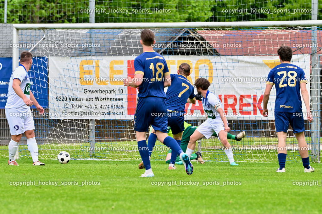 ATUS Velden vs. SV Dellach Gail | Tor ATUS Velden, #77 Armin Lulic Dellach Gail, #18 Nicolas Manuel Modritz ATUS Velden, #7 Mario Kröpfl ATUS Velden, #23 Maximilian Wastian Dellach Gail, #28 Manuel Thomas Guggenberger ATUS Velden, ATUS Velden vs. SV Dellach Gail, ATUS Velden vs. SV Dellach Gail am 03.05.2025 in Velden (Wald Arena Velden), Austria, (Photo by Bernd Stefan)