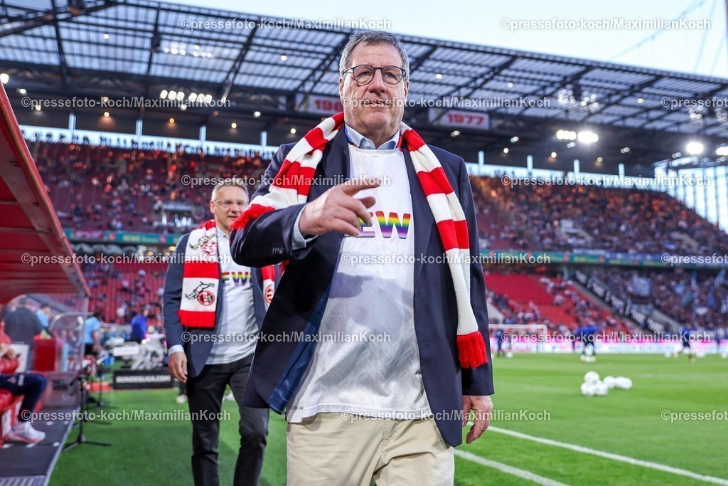 1FC05042501006 | 05.04.2025, Fußball, 1. FC Köln - Hertha BSC, 2.. Fußball Bundesliga, 28. Spieltag, RheinEnergie-STADION, Saison 2024 2025: Dr. Werner Wolf (Präsident 1.FC Köln) gestikulierendDFB regulations prohibit any use of photographs as image sequences and or quasi-video.