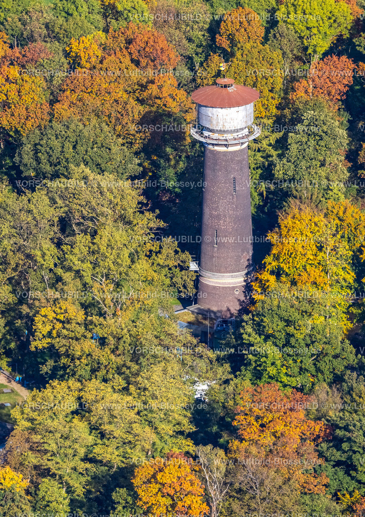 Moers221004053 | Luftbild, Vinner Wasserturm im Herbstwald, Moers, Moers, Ruhrgebiet, Nordrhein-Westfalen, Deutschland