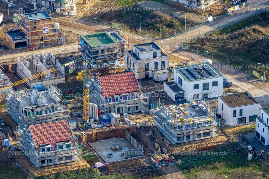 Duisburg230100141Angerbogen | Luftbild, Baugebiet Am Angerbogen, Neubaugebiet, Einfamilienhaus, Reihenhäuser, Neubauten,  Huckingen, Duisburg, Ruhrgebiet, Nordrhein-Westfalen, Deutschland