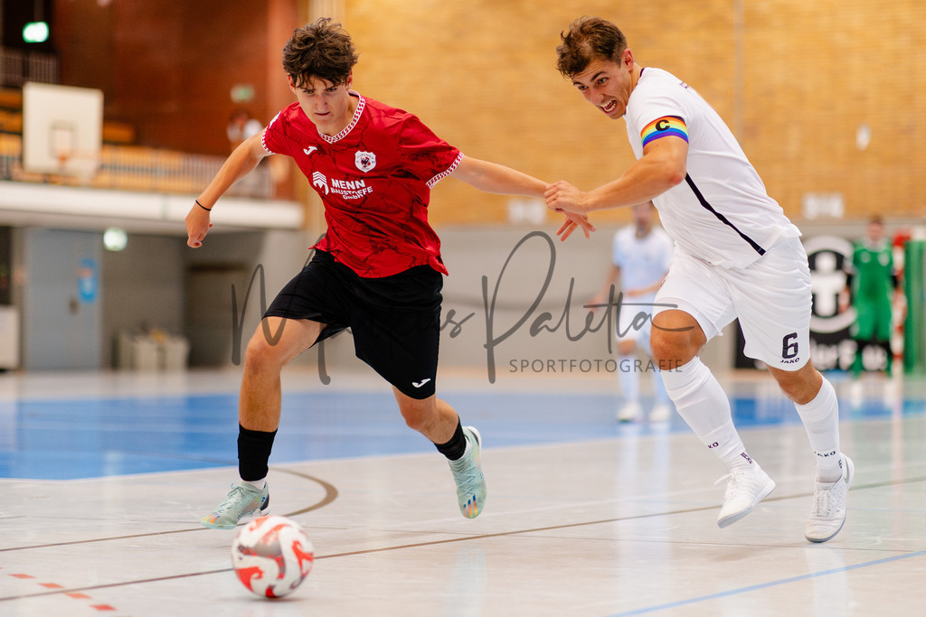 Futsal-Bundesliga, Saison 2025/2026, 2. Spieltag: SC Preußen Münster - FC Liria Futsal Berlin | Futsal-Bundesliga, Saison 2025/2026, 2. Spieltag, SC Preußen Münster empfängt FC Liria Berlin in der Universitäts-Sporthalle in Münster. Foto: sportfotografie.ms | Markus Paletta - Realisiert mit Pictrs.com