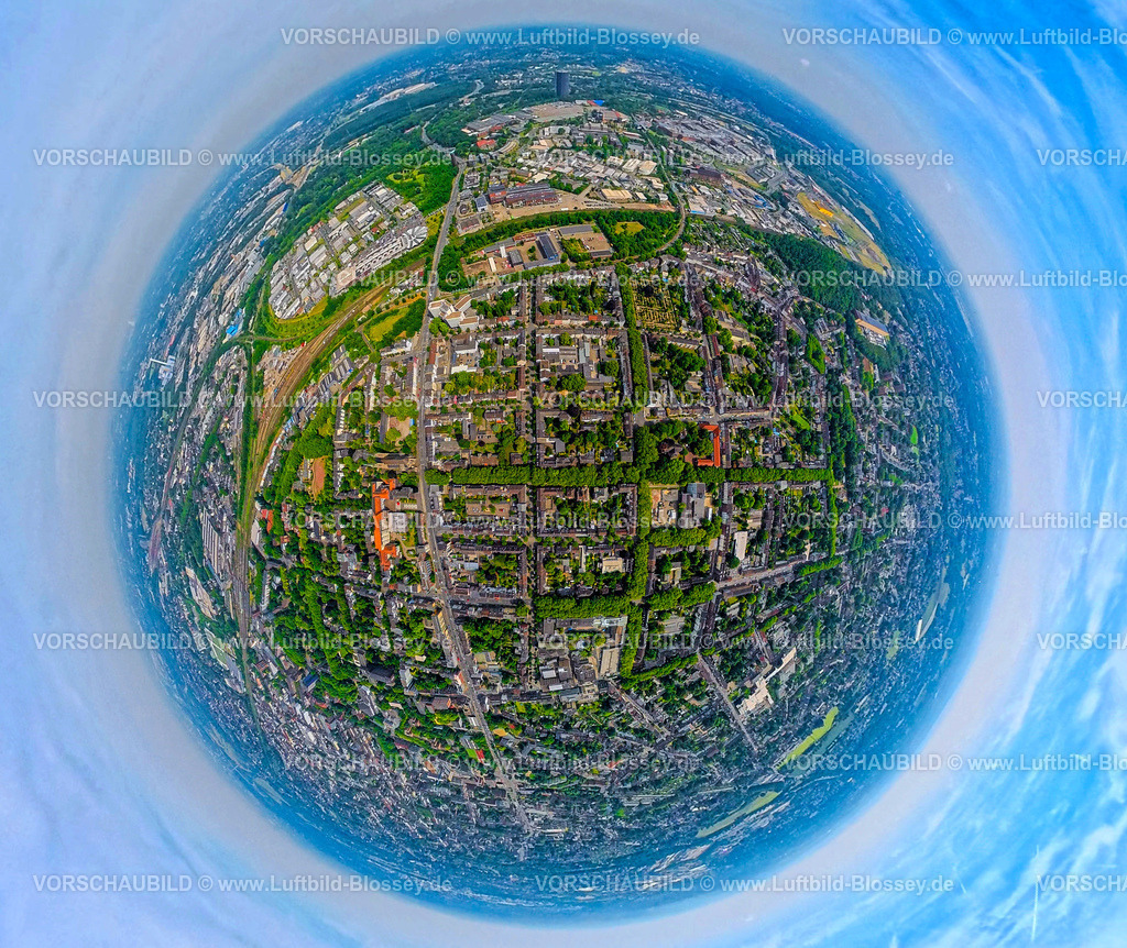 Oberhausen250590306Knappenviertel | Luftbild, Knappenviertel, Wohngebiet Knappenstraße mit quadratischer Straßenanlage und Wohnviertel, Erdkugel, Fisheye Aufnahme, Fischaugen Aufnahme, 360 Grad Aufnahme, tiny world, little planet, fisheye Bild, Brücktonviertel, Oberhausen, Ruhrgebiet, Nordrhein-Westfalen, Deutschland