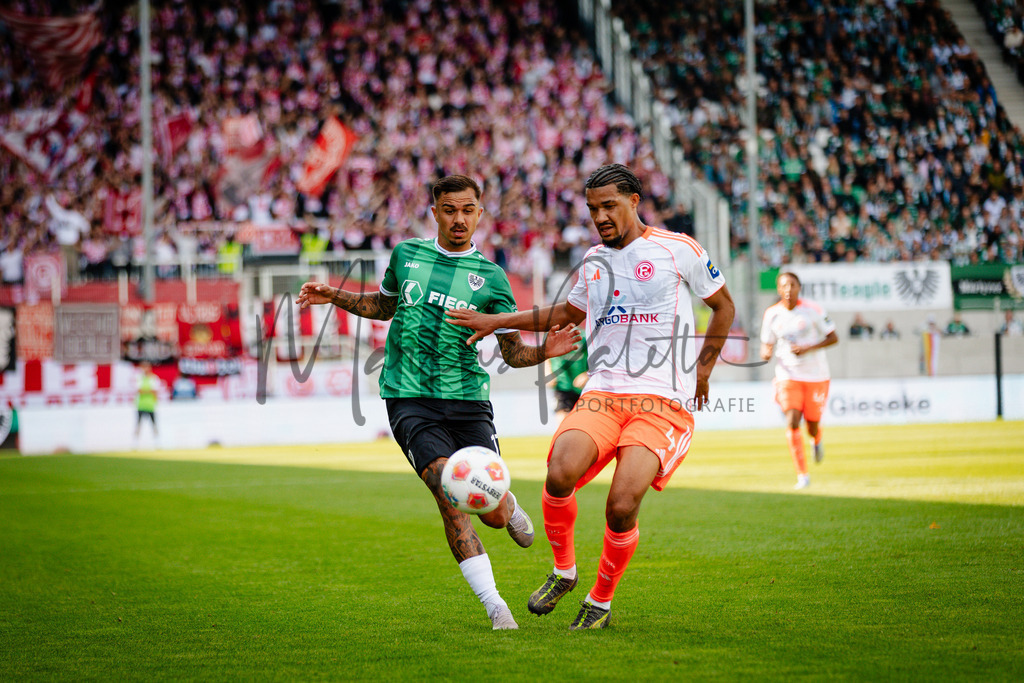 2. Bundesliga, Saison 2025/26, 5. Spieltag : SC Preußen Münster - Fortuna Düsseldorf | Münster, 14.09.2025: 2. Bundesliga, 5. Spieltag, SC Preußen Münster gegen Fortuna Düsseldorf im LVM-Preußenstadion in Münster. Foto: sportfotografie.ms | Markus Paletta - Realisiert mit Pictrs.com