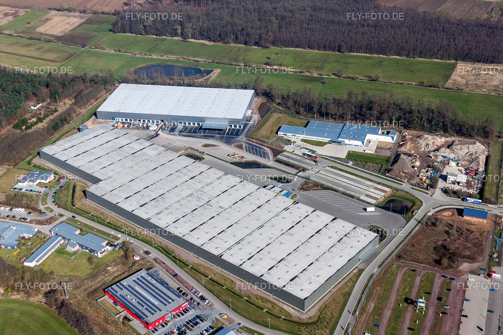 Neubau- Baustelle im Gewerbegebiet Horst für Friedrich Zufall GmbH & Co. KG Internationale Spedition im Ortsteil Gewerbegebiet Horst | Luftbild: Neubau- Baustelle im Gewerbegebiet Horst für Friedrich Zufall GmbH & Co. KG Internationale Spedition im Ortsteil Gewerbegebiet Horst im Ortsteil Minderslachen in Kandel im Bundesland Rheinland-Pfalz in Deutschland. Foto: IMG_38328.jpg vom 20.03.2011 durch Werner Riehm/FLY-FOTO.de - Realisiert mit Pictrs.com