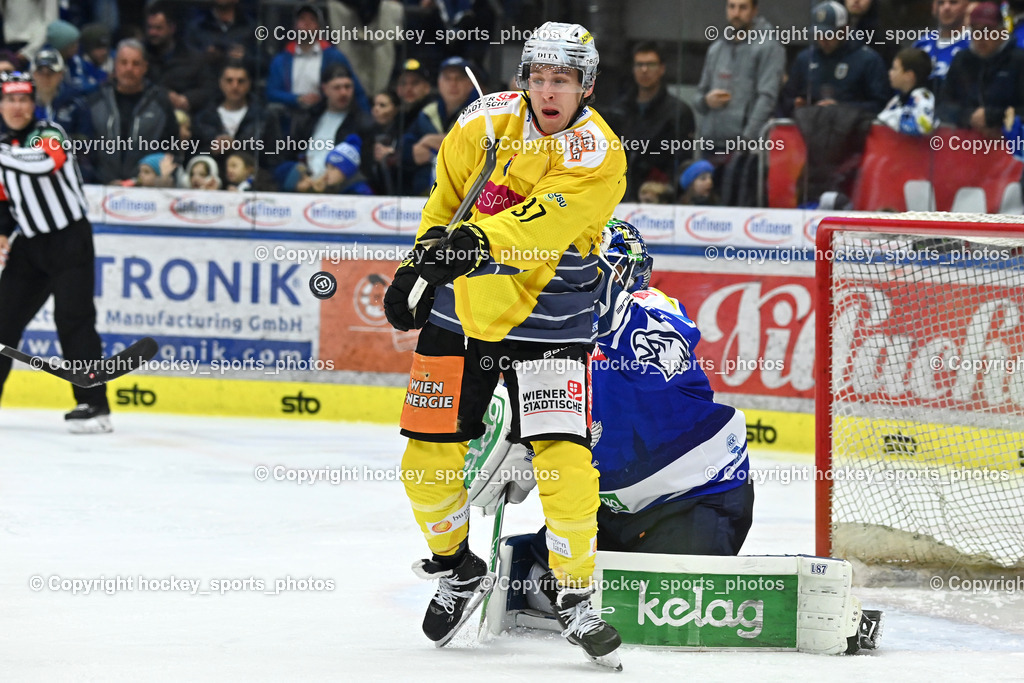 EC IDM WÄRMEPUMPEN VSV vs. Vienna Capitals | #37 Christof Kromp Vienna Capitals, #35 Joe Cannata EC VSV, EC IDM WÄRMEPUMPEN VSV vs. Vienna Capitals, EC IDM WÄRMEPUMPEN VSV vs. Vienna Capitals am 16.11.2025 in Villach (Stadthalle Villach), Austria, (Photo by Bernd Stefan)