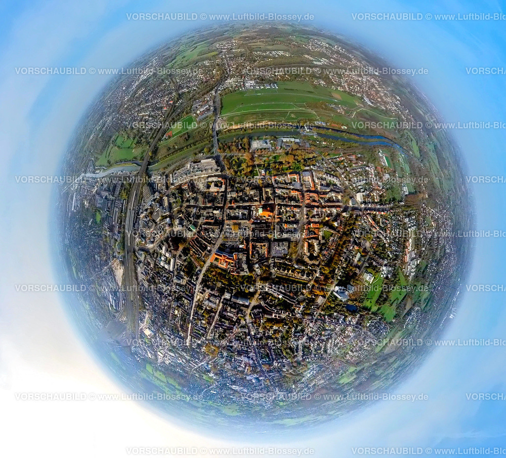 Hamm20221020_3-City | Luftbild, City Innenstadtansicht, Flugplatz, Lippeumbau Erlebensraum Lippeaue, Fisheye Aufnahme, Fischaugen Aufnahme, 360 Grad Aufnahme, Hamm, Ruhrgebiet, Nordrhein-Westfalen, Deutschland