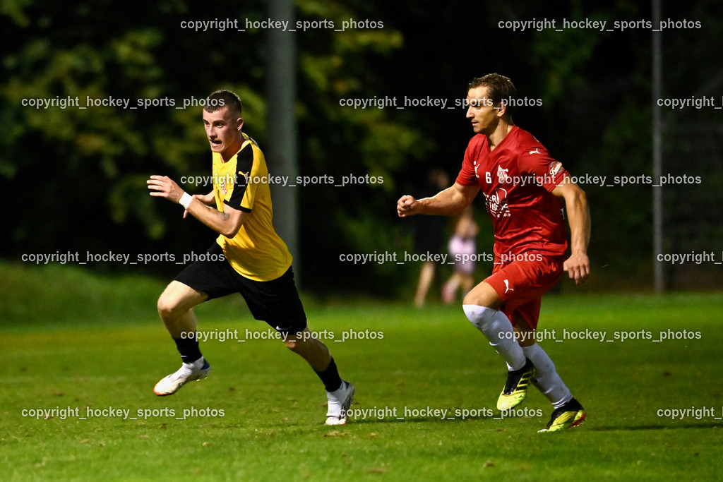 FC KAC 1909 vs. FC Nussdorf Debant | #14 Dino Zenkovic FC Nussdorf Debant, #6 Peter Pucker FC KAC, FC KAC 1909 vs. FC Nussdorf Debant, FC KAC 1909 vs. FC Nussdorf Debant am 19.09.2025 in Klagenfurt (Sportplatz KAC), Austria, (Photo by Bernd Stefan)