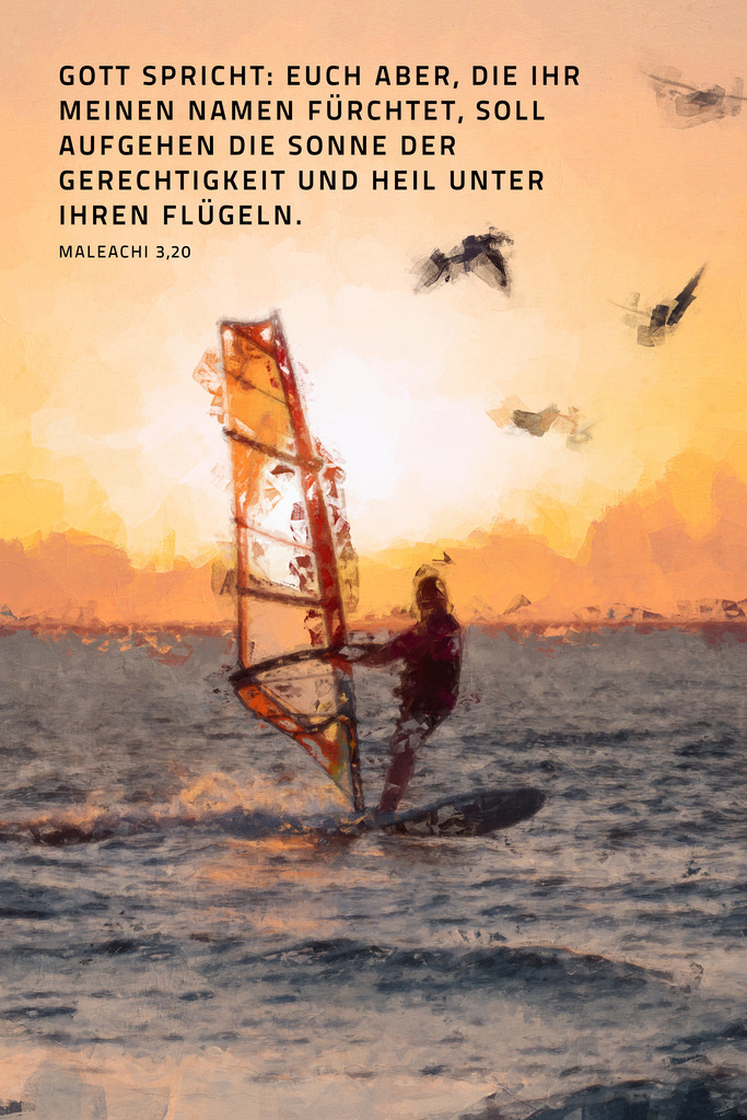 Gott spricht: Euch aber, die ihr meinen Namen fürchtet, soll aufgehen die Sonne der Gerechtigkeit und Heil unter ihren Flügeln. Mal 3,20 (L) | Monatssprüche 2025 / Monatsspruch Dezember