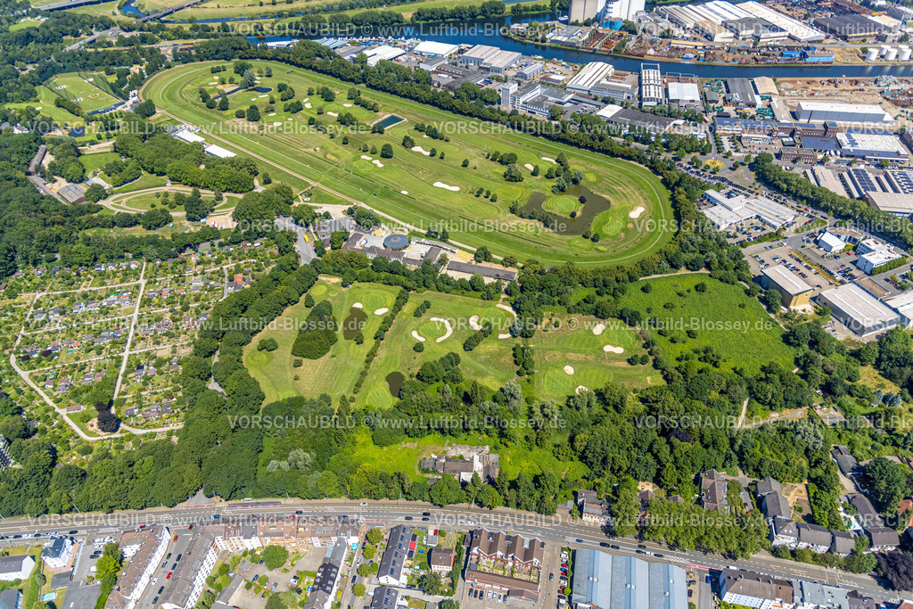 Muelheim230704175 | Luftbild, Golfplatz Golfclub Mülheim an der Ruhr Raffelberg, Galopprennbahn, Speldorf - Nordwest, Mülheim an der Ruhr, Ruhrgebiet, Nordrhein-Westfalen, Deutschland