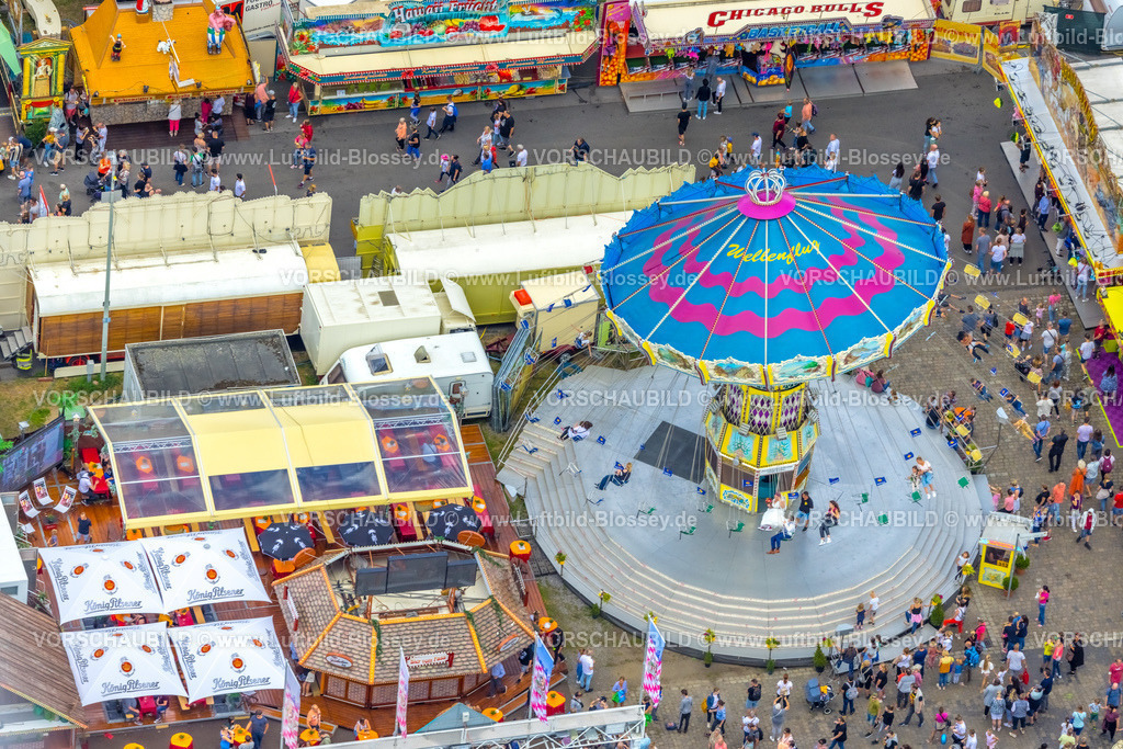 Herne220804062CrangerKirmes |  Luftbild, Cranger Kirmes in Herne-Crange, gut 50 Fahrgeschäfte laden auf das größte Volksfest in NRW ein, Unser Fritz, Herne, Ruhrgebiet, Nordrhein-Westfalen, Deutschland