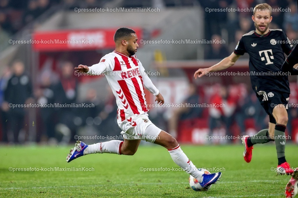 1FC14012601024 | 14.01.2026, Fußball, 1. FC Köln - FC Bayern München, 1. Fußball Bundesliga, 17. Spieltag, RheinEnergie-STADION, Saison 2025 2026: Torschuss Tor zum 1:0 durch Torschütze Linton Maina (1FC Koeln #37)     DFB regulations prohibit any use of photographs as image sequences and or quasi-video.