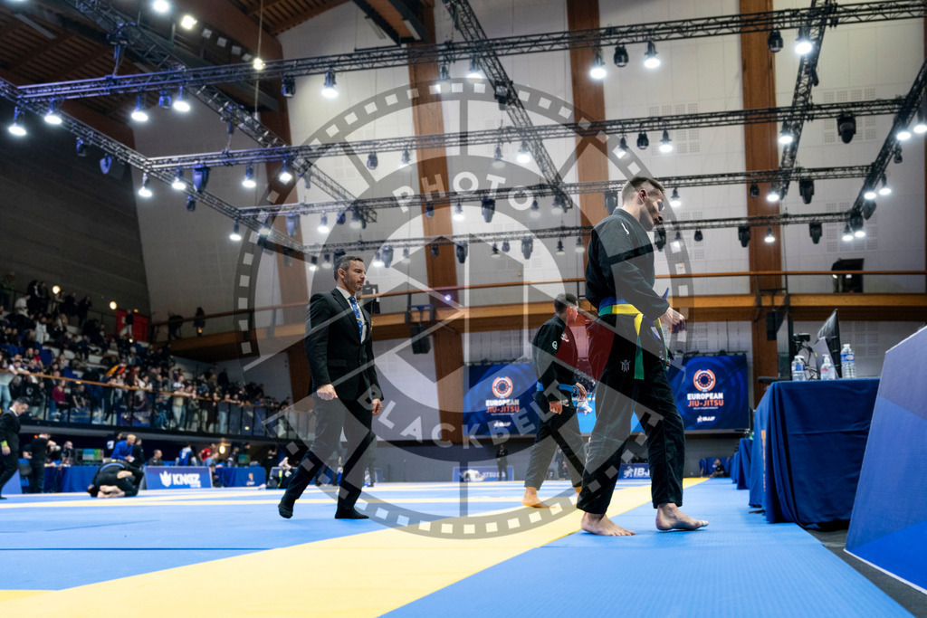 20240121PBB5204 | Fighters compete during the second day of the IBJJF European Championship in Paris, France, on January 21, 2024.