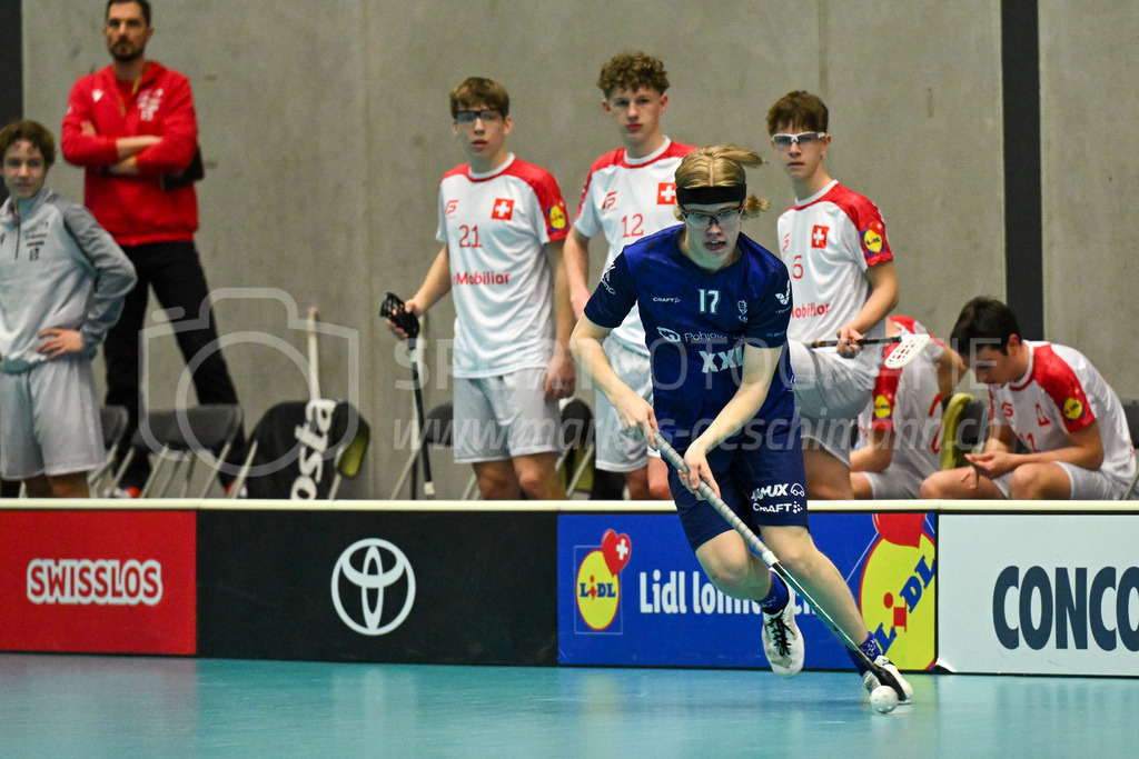 Switzerland U19 vs Finland U19 - 3. February 2024 | Switzerland U19 vs Finland U19
U19 Men International Matches in Switzerland
GoEasy Arena, Siggenthal Station
Finland forward #17 Aaro Kokko.
Credit: Markus Aeschimann | <a href="https://www.markus-aeschimann.ch">Sportfotografie Markus Aeschimann</a> | <a href="https://www.instagram.com/sportfotografie.aeschimann">@sportfotografie.aeschimann</a> - Realisiert mit Pictrs.com