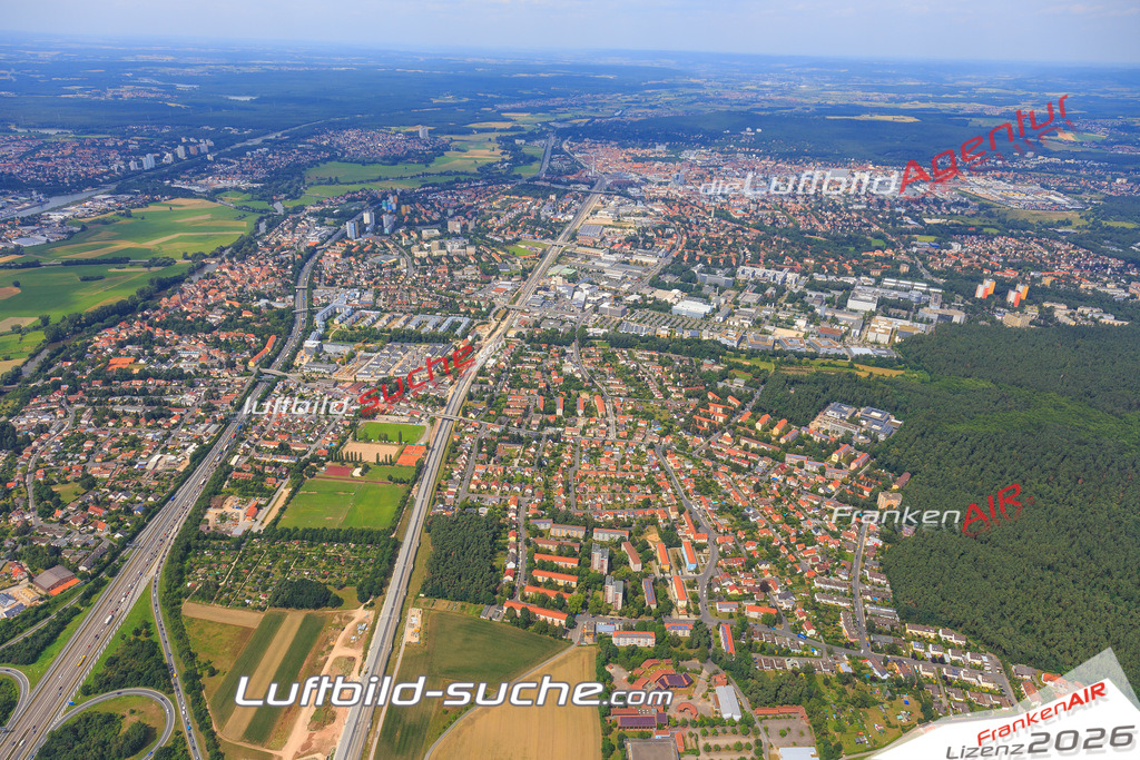 Luftbild von Bruck Erlangen - Luftaufnahme wurde 2016 von https://frankenair.de mittels Flugzeug (keine Drohne) erstellt - die Geschenkidee
