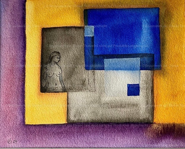 März 2024 | "März 2024", Aquarell über Sepia und Rötel auf Hahnemühle-Bütten 600qm/cm, 27x34cm - Realisiert mit Pictrs.com