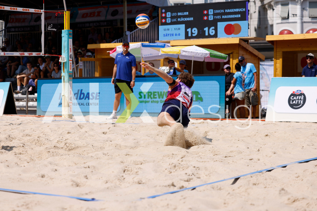 Obi BeachTour 2026 - Basel | BASEL, SWITZERLAND - JULY 19: YVES HAUSSENER (SUI) during the Obi BeachTour 2026 match between DILLIER / FLÜCKIGER (SUI) and HAGENBUCH / HAUSSENER (SUI) at Barfüsserplatz on July 19, 2026 in Basel, Switzerland. - Realisiert mit Pictrs.com