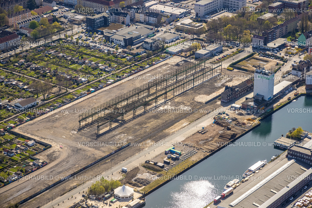 Dortmund220400715 | Luftbild, Hafengebiet in der Nordstadt, Gerüst an der Speicherstraße, Hafen, Dortmund, Ruhrgebiet, Nordrhein-Westfalen, Deutschland