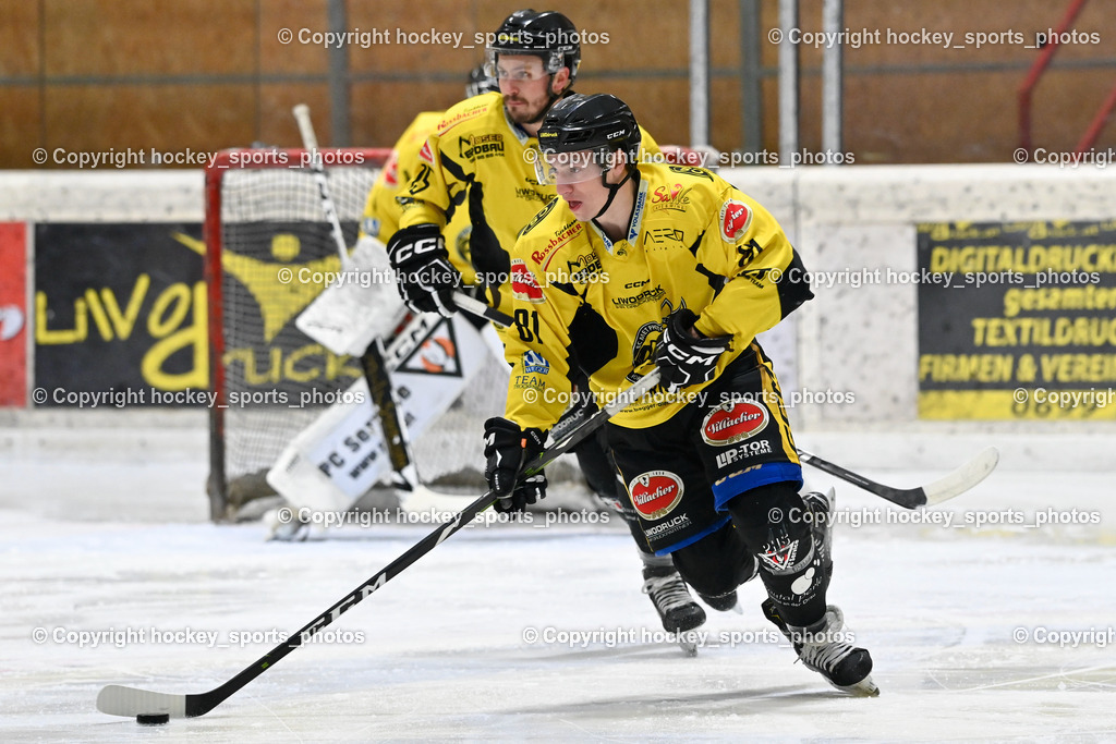 EC Hornets Spittal vs. ESC Steindorf 23.2.2024 | #81 Sivec Peter Paul EC Hornets Spittal, #15 Rossbacher Daniel EC Hornets Spittal, EC Hornets Spittal vs. ESC Steindorf 23.2.2024, EC Hornets Spittal vs. ESC Steindorf 23.2.2024 am 23.02.2024 in Spittal an der Drau (Eissportzentrum Spittal), Austria, (Photo by Bernd Stefan)