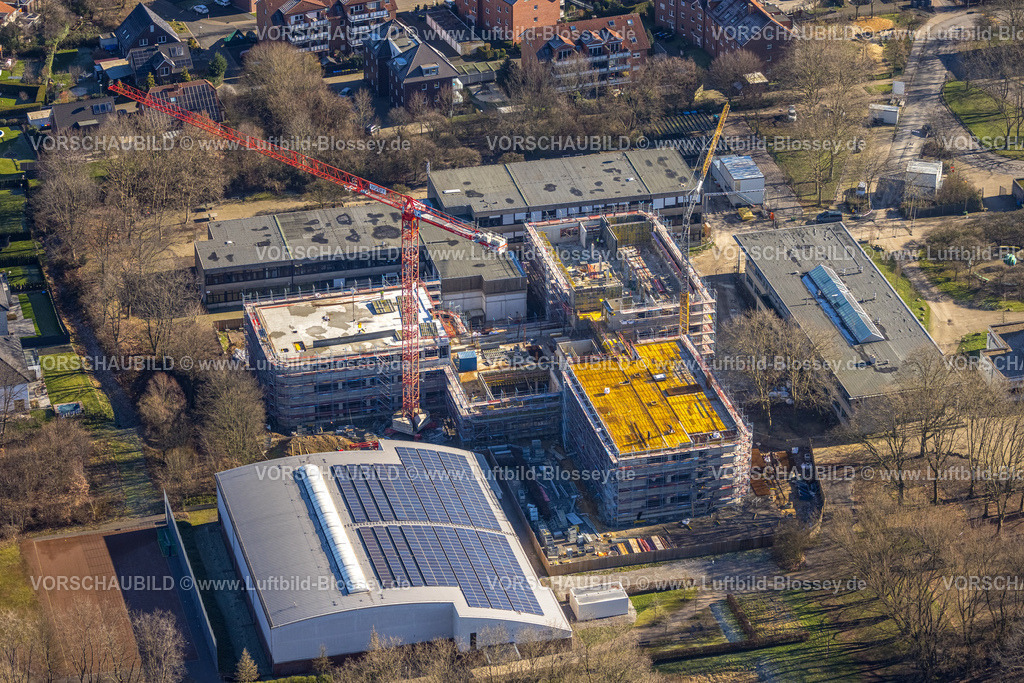 Luenen230203496 | Luftbild, Realschule Altlünen, Baustelle und Neubau, Nordlünen, Lünen, Ruhrgebiet, Nordrhein-Westfalen, Deutschland